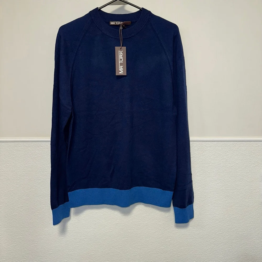 Mr. Turk Men’s NEW NWT Benton Pullover Size Small Navy Blue MSRP $328 Wool